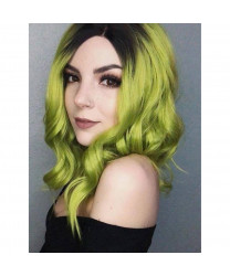 Short Bob Ash Green Synthetic Lace Front Ombre Wig 14 Inch