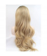 Long Wavy Ombre Blonde Synthetic Lace Front Wig with Dark roots 24 Inch