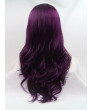 Long Purple Wavy Synthetic Lace Front Wigs with Bangs