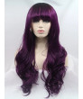 Long Purple Wavy Synthetic Lace Front Wigs with Bangs