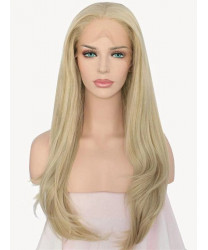 Long Blonde Wavy Synthetic Lace Front Wig with Body Hair