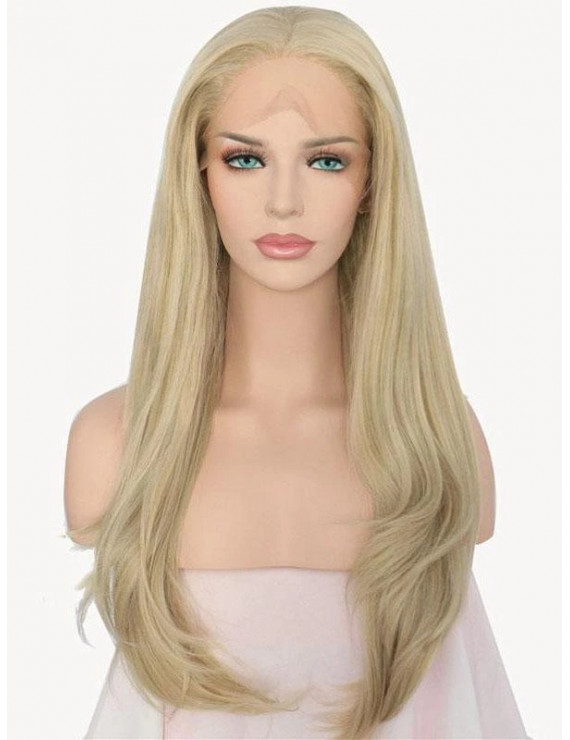 Long Blonde Wavy Synthetic Lace Front Wig with Body Hair