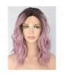 Shoulder Length Wavy Wig Ombre Purple Synthetic Bob Lace Front Wig