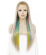 Long Colorful Synthetic Lace Front Wigs Rainbow Cosstume Wig 24 Inch