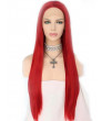 Cheap Long Red Synthetic Lace Front Wig Cosplay Wigs 24 inch