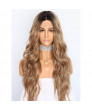 Long Wavy Ombre Brown Synthetic Lace Front Ombre Wig 24 Inch