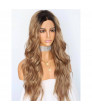 Long Wavy Ombre Brown Synthetic Lace Front Ombre Wig 24 Inch