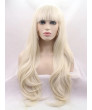 Long Blonde Wavy Synthetic Lace Front Wigs with Bangs 24 Inch Blonde Wig