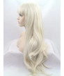 Long Blonde Wavy Synthetic Lace Front Wigs with Bangs 24 Inch Blonde Wig