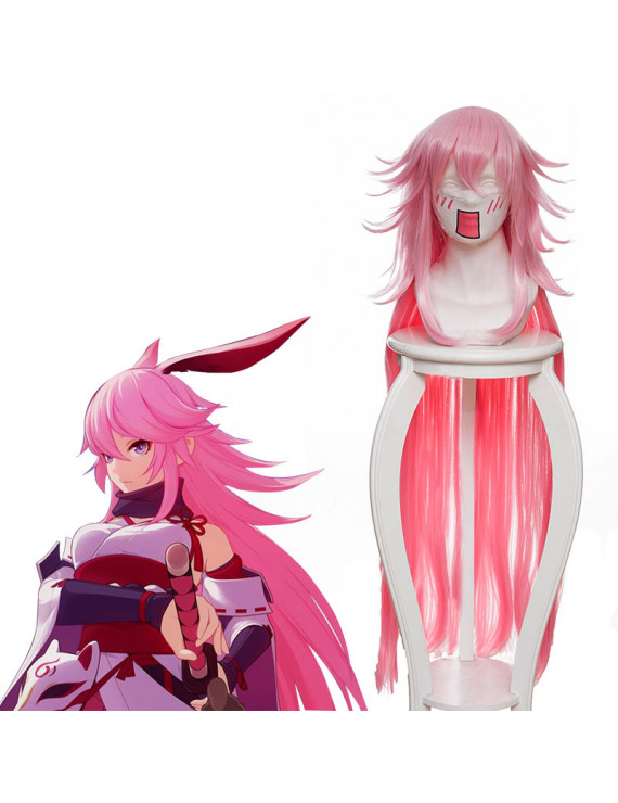 MmiHoYo Yae Sakura Pink Long Cosplay Wig 100 cm