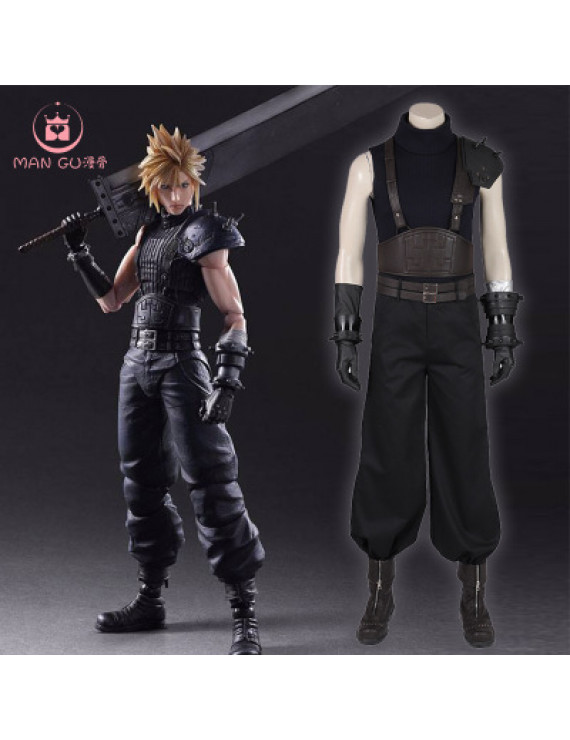 Final Fantasy 7 Cloud Strife Black Suits Cosplay Costume