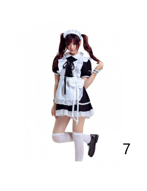 Black White Short sleeve Sweet Costume Maid Dress