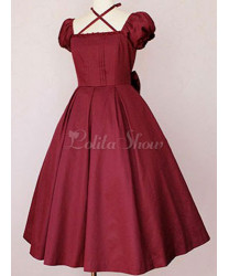 Red Lolita Dress OP Classic Short Sleeve Cotton Lolita One Piece Dress