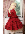 Wine Red long sleeve Wine Red Flounced Classic Lolita Dress