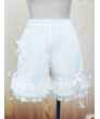 white cotton lace trimmed heart pocket bow ribbon Lolita shorts