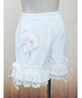 white cotton lace trimmed heart pocket bow ribbon Lolita shorts