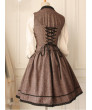 Retro style college wind wool vest vest skirt coffee lolita dress