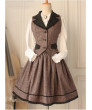 Retro style college wind wool vest vest skirt coffee lolita dress