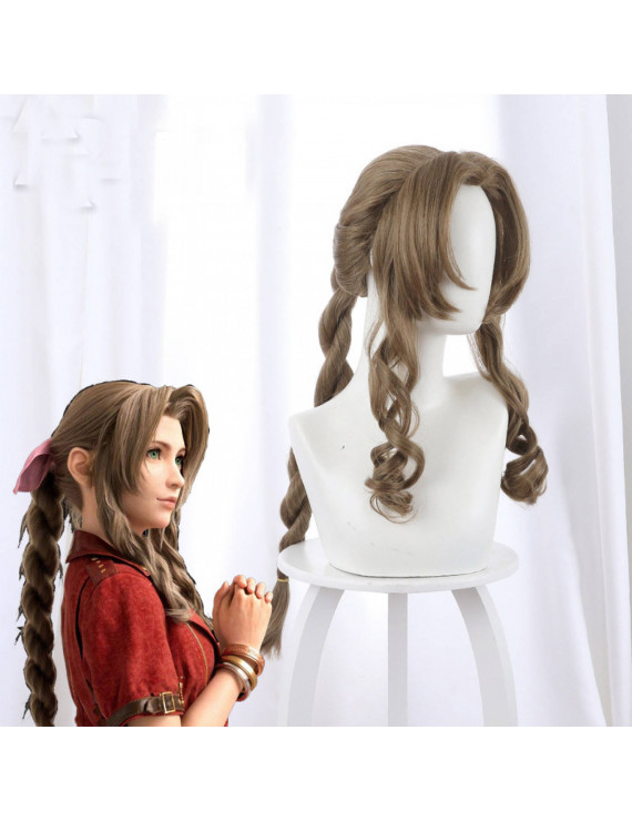 Final Fantasy VII 7 Aerith Gainsborough Roleplay Cosplay Wig