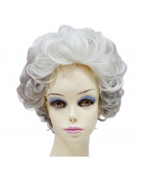 Two Color Grey Short Curly Synthetic Hair Wig for Women