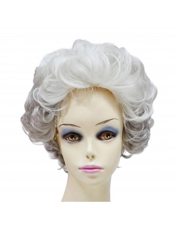 Two Color Grey Short Curly Synthetic Hair Wig for Women