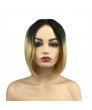 Short Straight Dark Hair Root Golden Bob Synthetic Hair Wig