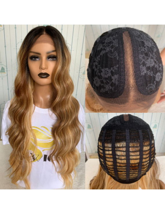 30 inch long curly hair piano color pick color synthetic front lace wig
