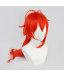 Genshin Impact Diluc Ponytail Orange Red Cosplay Wig