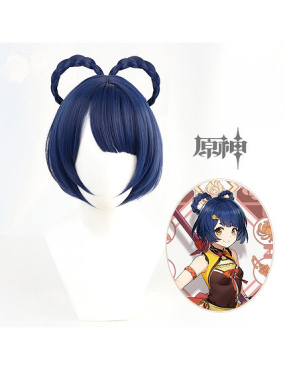 Genshin Impact Xiangling Blue Cosplay Wig