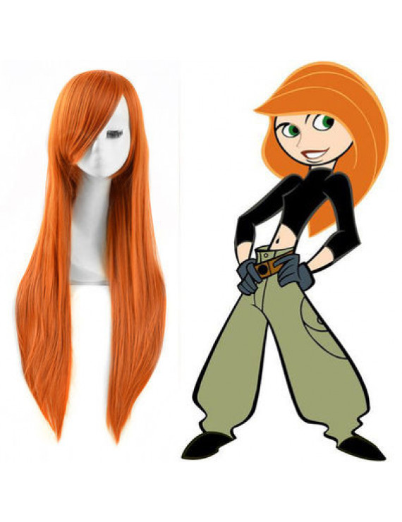 Kim Possible Kim Possible Orange Long Straight Styled Cosplay Wig