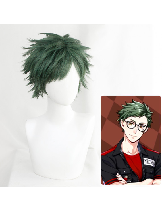 Cosplay Wig for Disney Twisted Wonderland Trey Clover Short Green Game Wig