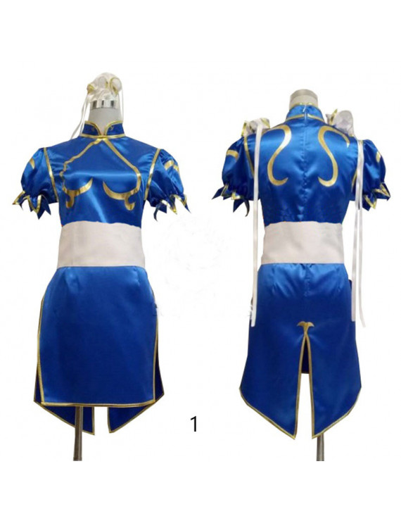 Street Fighter Chun Li Blue Red Black Game Cosplay Costume