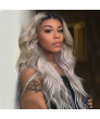 Long Curly Hair Wigs Hair Ombre Silver for Cosplay Party Women's Wig Daily Use