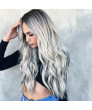 Long Curly Hair Wigs Hair Ombre Silver for Cosplay Party Women's Wig Daily Use