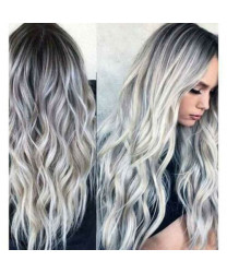 Long Curly Hair Wigs Hair Ombre Silver for Cosplay Party Women's Wig Daily Use