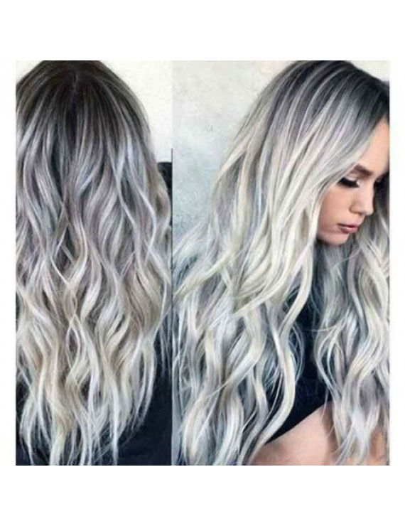 Long Curly Hair Wigs Hair Ombre Silver for Cosplay Party Women's Wig Daily Use