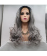Grey Long Wavy Synthetic Hair Lace Front Wig