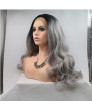 Grey Long Wavy Synthetic Hair Lace Front Wig
