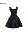 Black Gothic Lolita Dress Women's Dress Cosplay Punk Lolita Dress Satin Sleeveless Knee Length