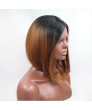 Short Straight Synthetic Hair Lace Front Wig Brown Ombre Wig