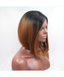 Short Straight Synthetic Hair Lace Front Wig Brown Ombre Wig