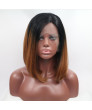 Short Straight Synthetic Hair Lace Front Wig Brown Ombre Wig