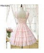 Sleeveless Solid Color Pink Knee Length Dress Lolita Girls' Dress Accessories