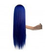 24 inch long Straight Blue color Synthetic Lace Wig