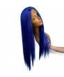 24 inch long Straight Blue color Synthetic Lace Wig