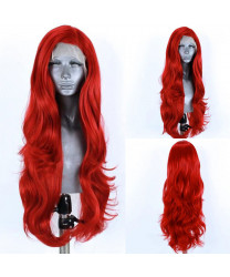 24 inch long curly hair Red color Synthetic Lace Wig