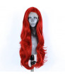 24 inch long curly hair Red color Synthetic Lace Wig