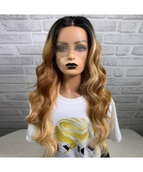 24 inch long curly hair Piano color pick dyeing Synthetic Lace Wig