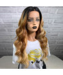 24 inch long curly hair Piano color pick dyeing Synthetic Lace Wig