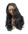 24 inch long curly Black Synthetic Lace Fronta Wig Costume wigs